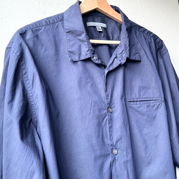 John Varvatos Navy Blue Rolled Sleeve Slim Fit Button-Down Shirt Sz XL - Picture 3 of 13